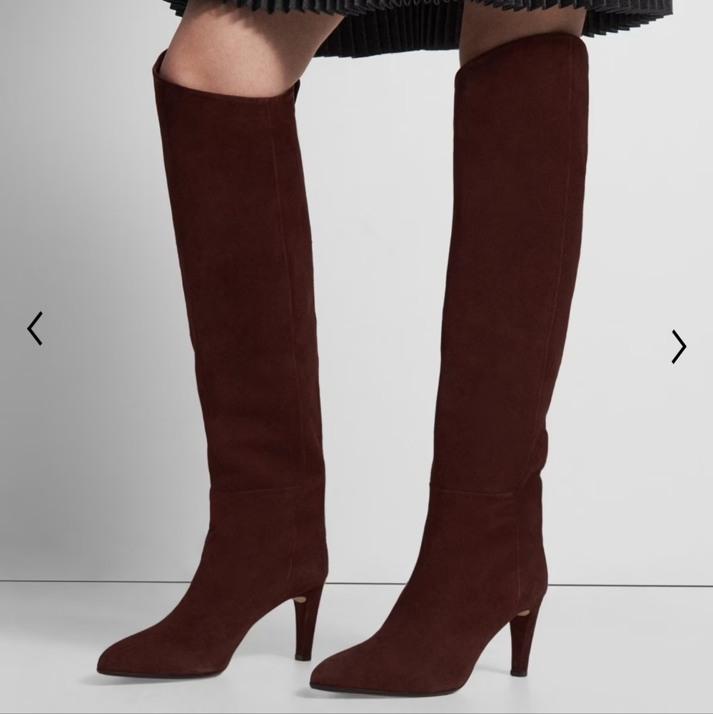 THEORY Tube Knee-High Boot in Suede in dark rust size US 8